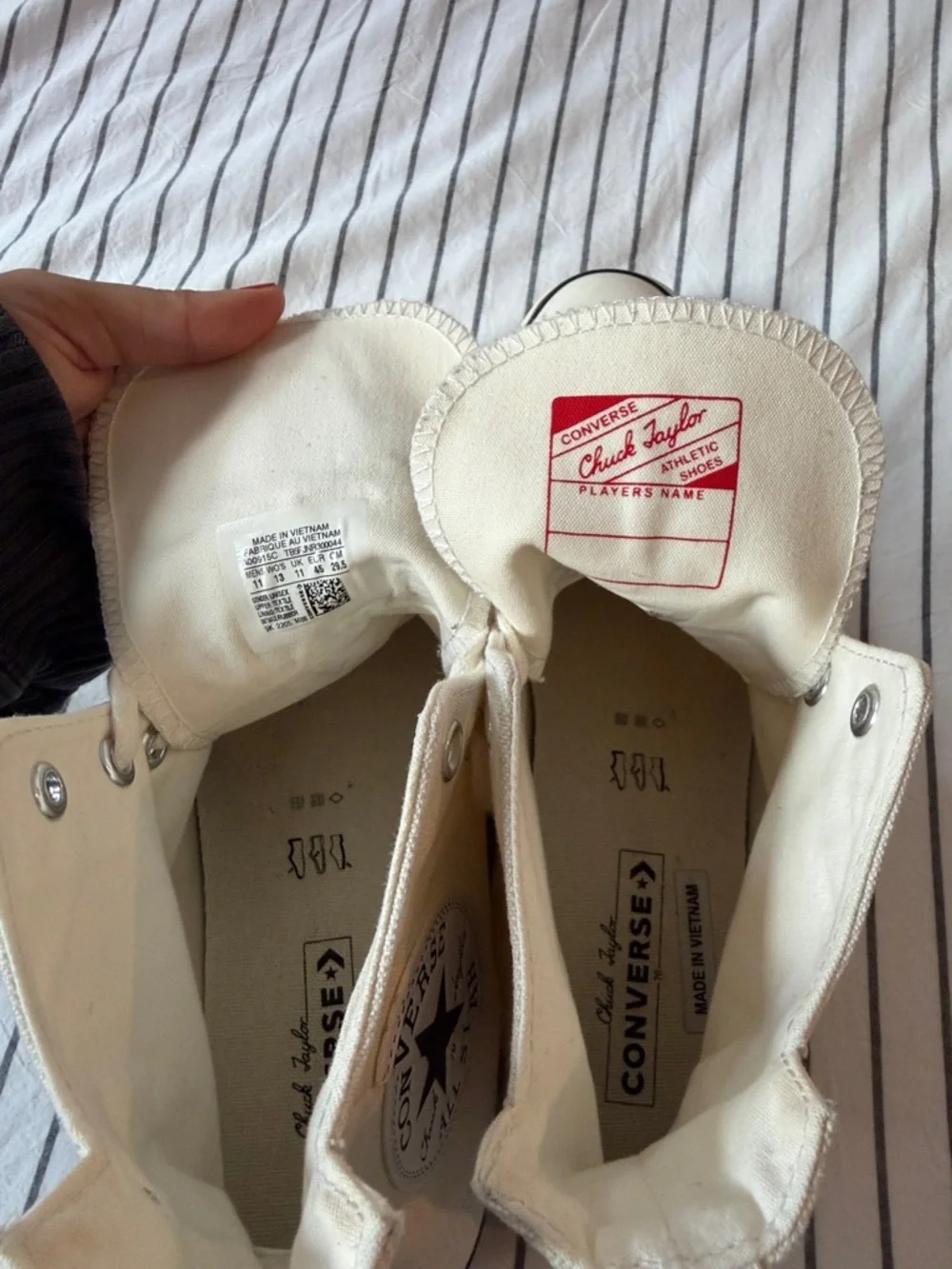 Men’s Converse High Top Sneakers - Cream with Black Trim (M11) - Picture 3 of 8